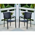 International Caravan 4210-SQ-BKA-S-2 Bardelona Resin Wicker Square Back Dining Chair - Black, 2PK 4210-SQ-2CH-BKA